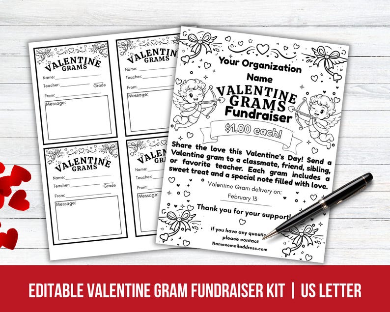 Editable Valentine's Day Gram Fundraiser Black White, Valentine Candy ...