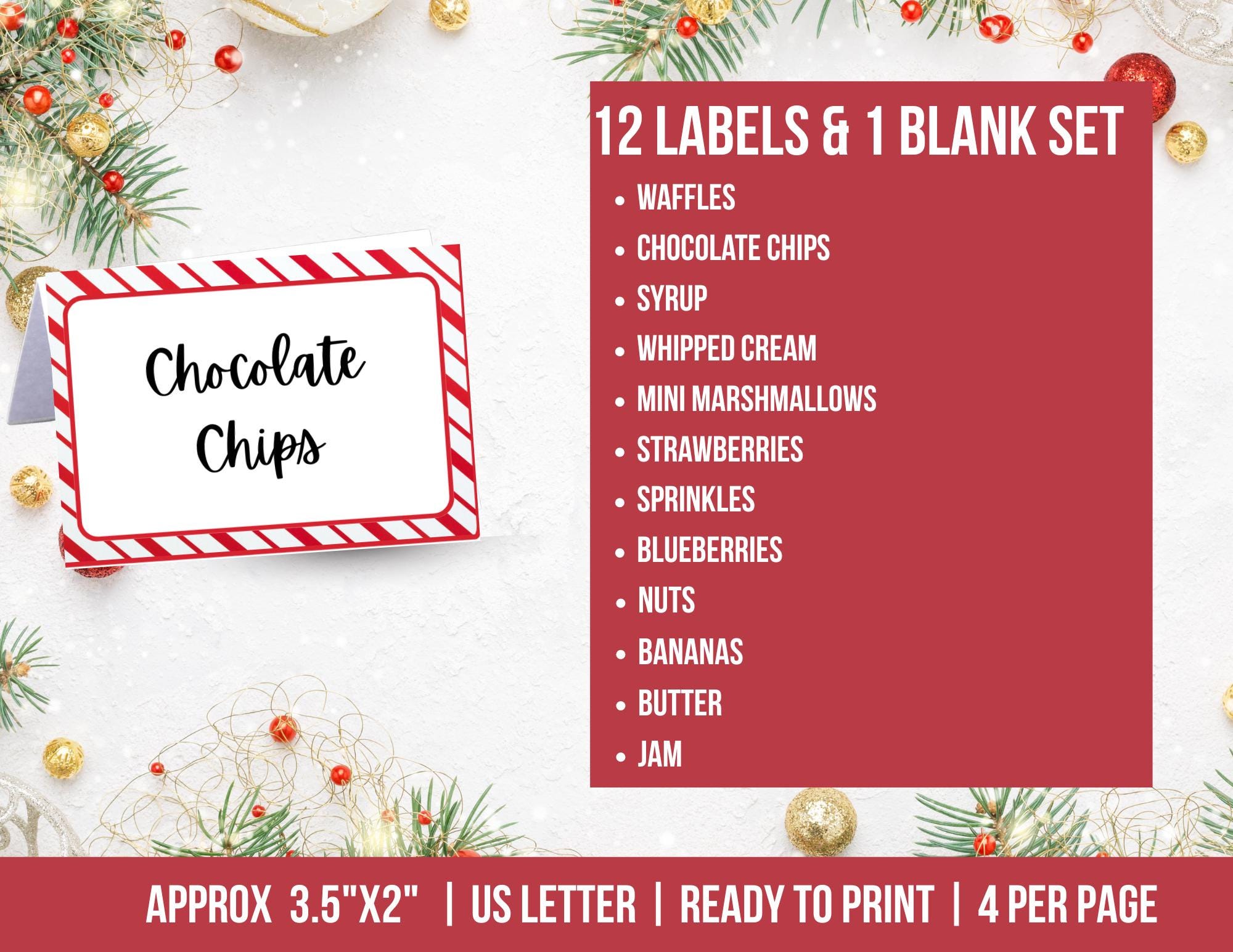 Waffle Label Christmas Waffle Bar Sign and Food Labels , Waffle Station Sigh ...