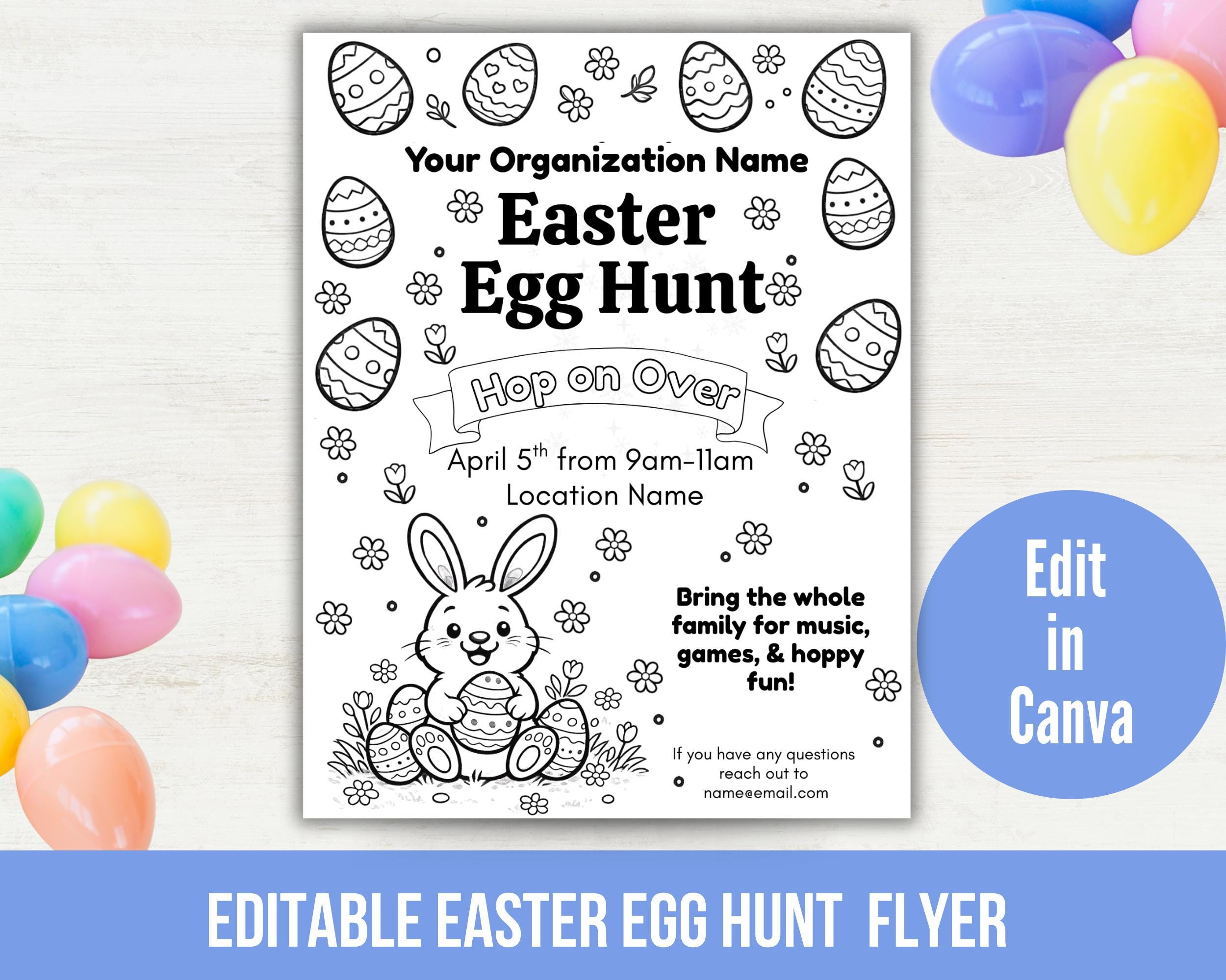 Editable Easter Egg Hunt Flyer Template, Easter Event Flyer, Easter ...