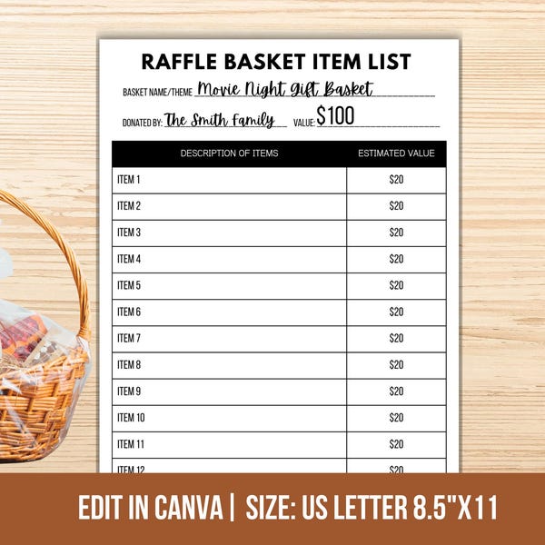Raffle Basket Sheets - Etsy
