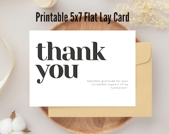 Bedankt voor uw steun Fundraiser 5x7 afdrukbare platte kaart, eenvoudige bedankkaart voor donateurs, donorbedankkaart, donatie bedankt