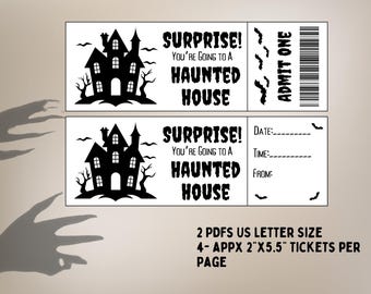 Ticket verrassingsonthulling spookhuis, Halloween-ervaringscadeau voor tieners, ticket verrassingsfeest Halloween, ticket Halloween-spookhuis