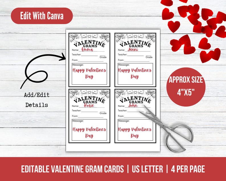 Editable Valentine's Day Gram Fundraiser Black White, Valentine Candy ...