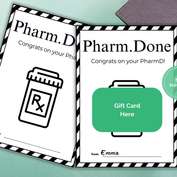 Pharmacy Graduation Gift Card Holder, Pharmacy Gift, pharmacist gift, PharmD card, Pharmacist grad, Pharmacy School Grad gift, pharmDone