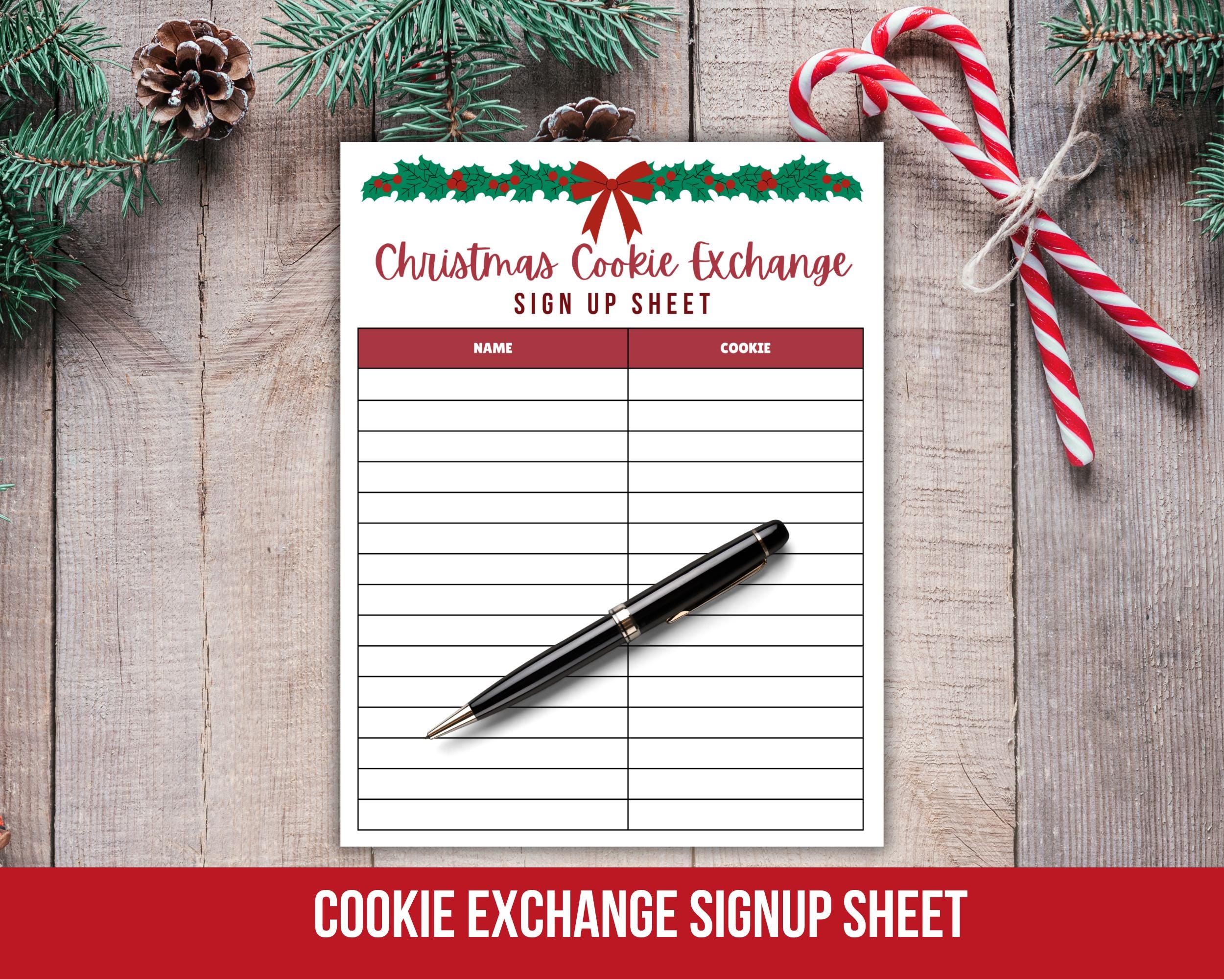 christmas cookie exchange signup sheet, christmas cookie sign up