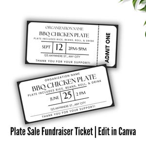 Bearbeitbares BBQ Hühnchen Teller Fundraiser Ticket, Fundraiser Teller Verkauf Vorlage, Fundraiser Mahlzeit Verkauf, Kirche Fundraiser, Benefiz Teller Verkauf