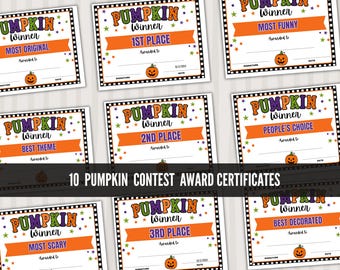 Certificados de premios del concurso de calabazas, ganador del concurso de decoración de calabazas de Halloween, mejor calabaza tallada para fiestas de Halloween, oficinas e iglesias.