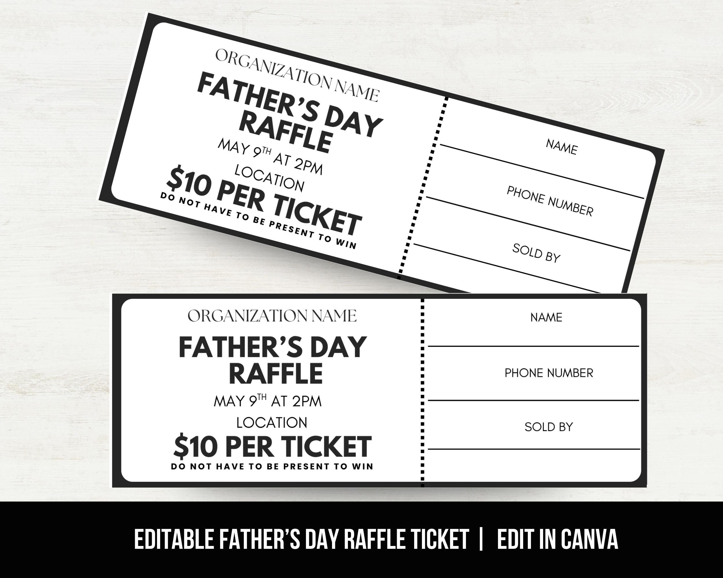 Pto Day Raffle Editable Father's Day Raffle Ticket Template, Fathers Day Raffle ...