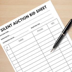 Silent Auction Bid Sheet, Bid Sheet for Silent Auction, Silent Auction Fundraiser Bid Sheet, Silent Auction Forms, Fundraising Auction Bid