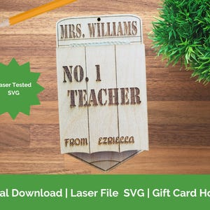 Lehrer Laser cut Datei SVG Geschenkkartenhalter, Lehrer Wertschätzung Laser Datei, Laser Lehrer Geschenk, Lehrer Geschenk svg, Lehrer svg