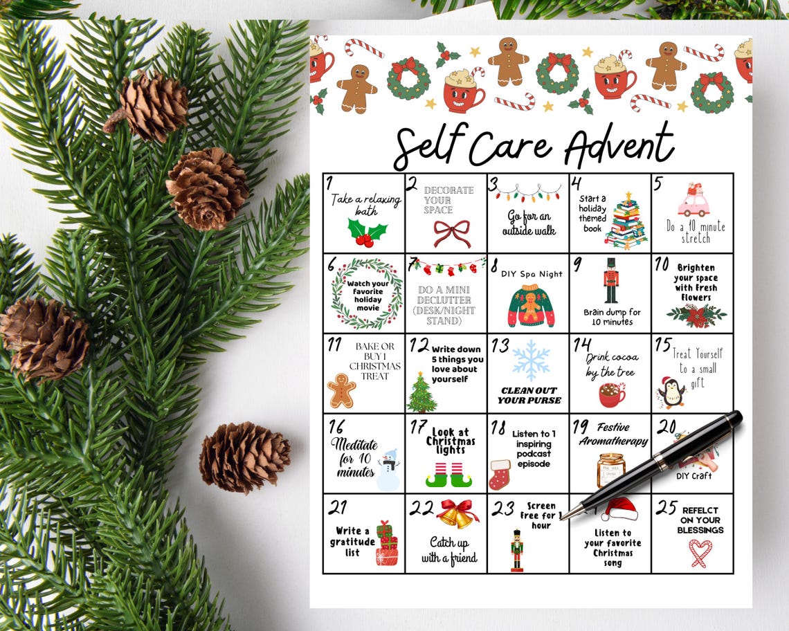 Self Care Advent Calendar Mindfulness Advent Self Care Holiday Advent Self Care Advent Calendar Mindfulness Advent Self Care Holiday Advent