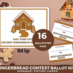 Gingerbread Contest Voting Ballot Kit , Gingerbread House Voting Slips, Gingerbread House Competition Sign, Work Office Gingerbread Contest