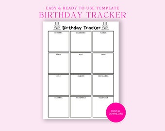 Birthday tracker for classroom, birthday tracker for employees, birthday reminder, birthday organizer, birthday planner, birthday class list