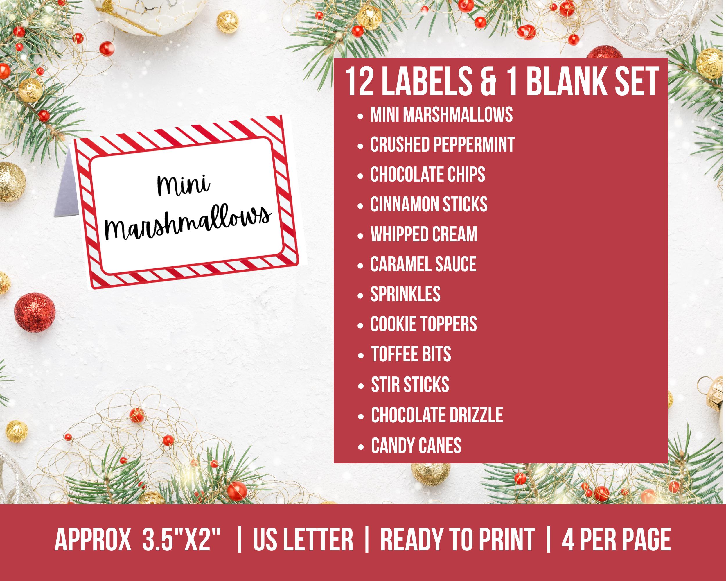 Hot Cocoa Bar Sign and Food Labels , Hot Cocoa Party, Hot Cocoa Food ...