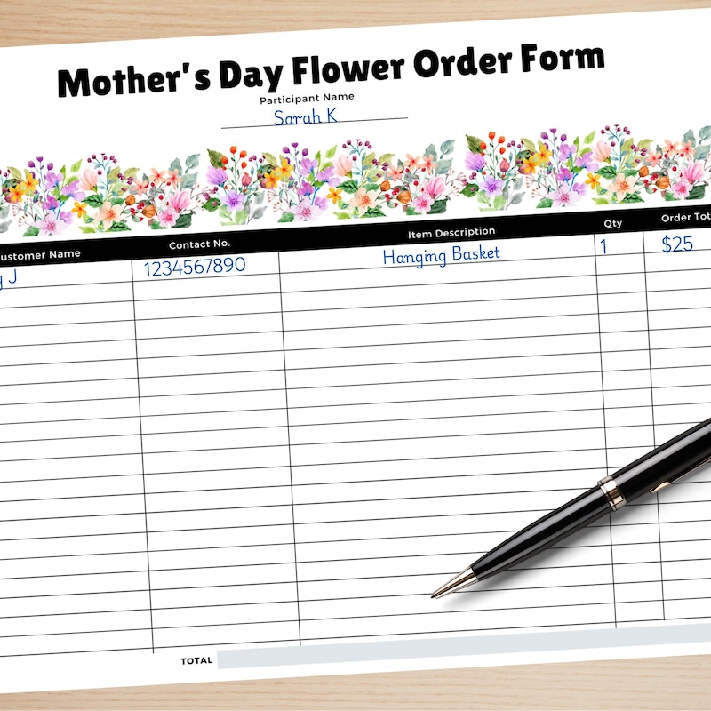 Flower Fundraiser Order Form - Etsy