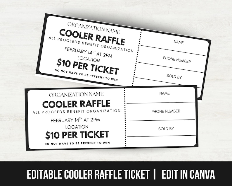 Cold Chisel Raffle Tickets Editable Cooler Raffle Fundraiser Ticket Template, Raffle Fundraiser ...