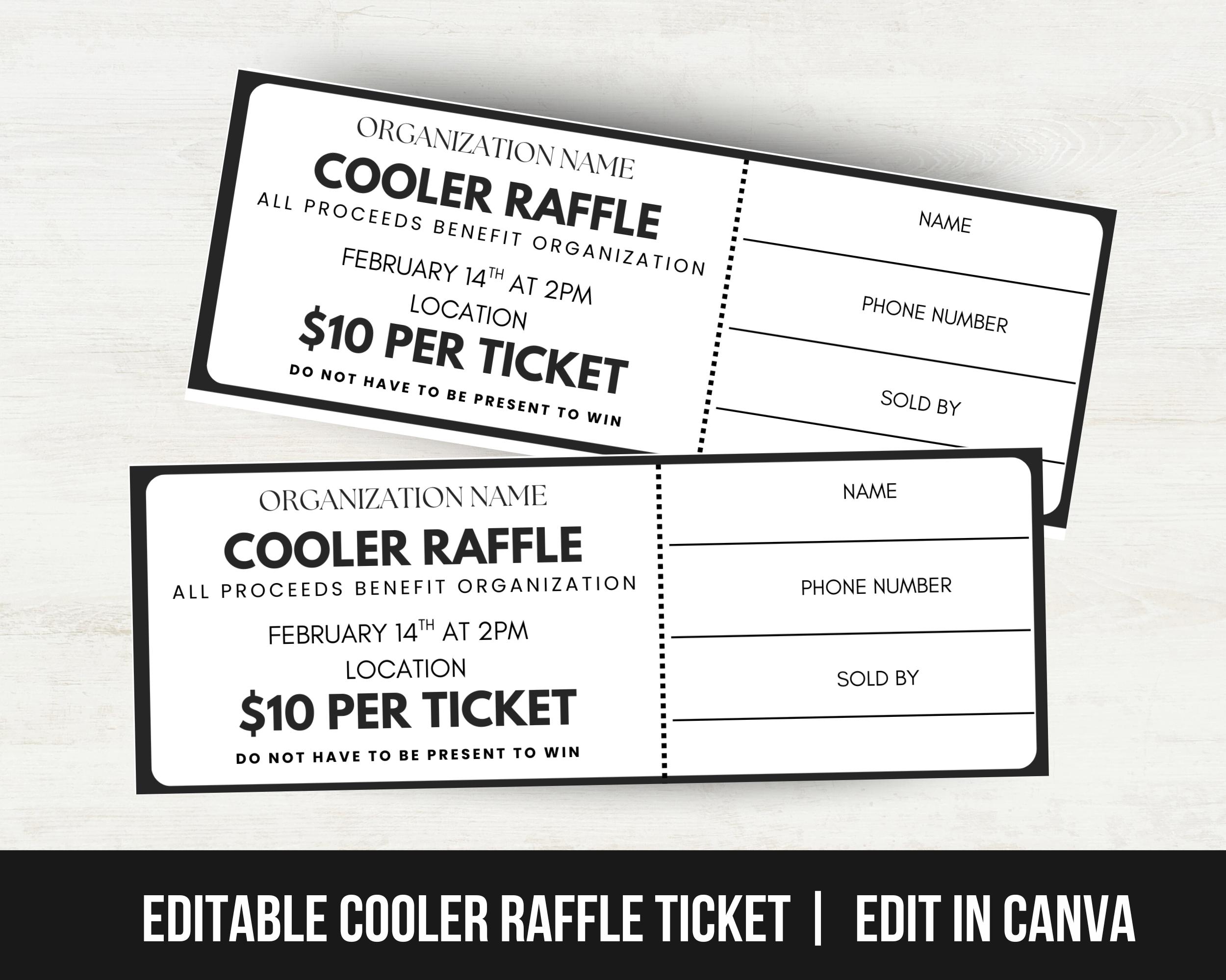 Cooler Raffle Icon Editable Cooler Raffle Fundraiser Ticket Template, Raffle Fundraiser ...