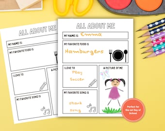 Terug naar school Werkblad Alles over mij, sjabloon Kleuterschool alles over mij, kleuterschool Basisschool Alles over mij activiteit eerste schooldag