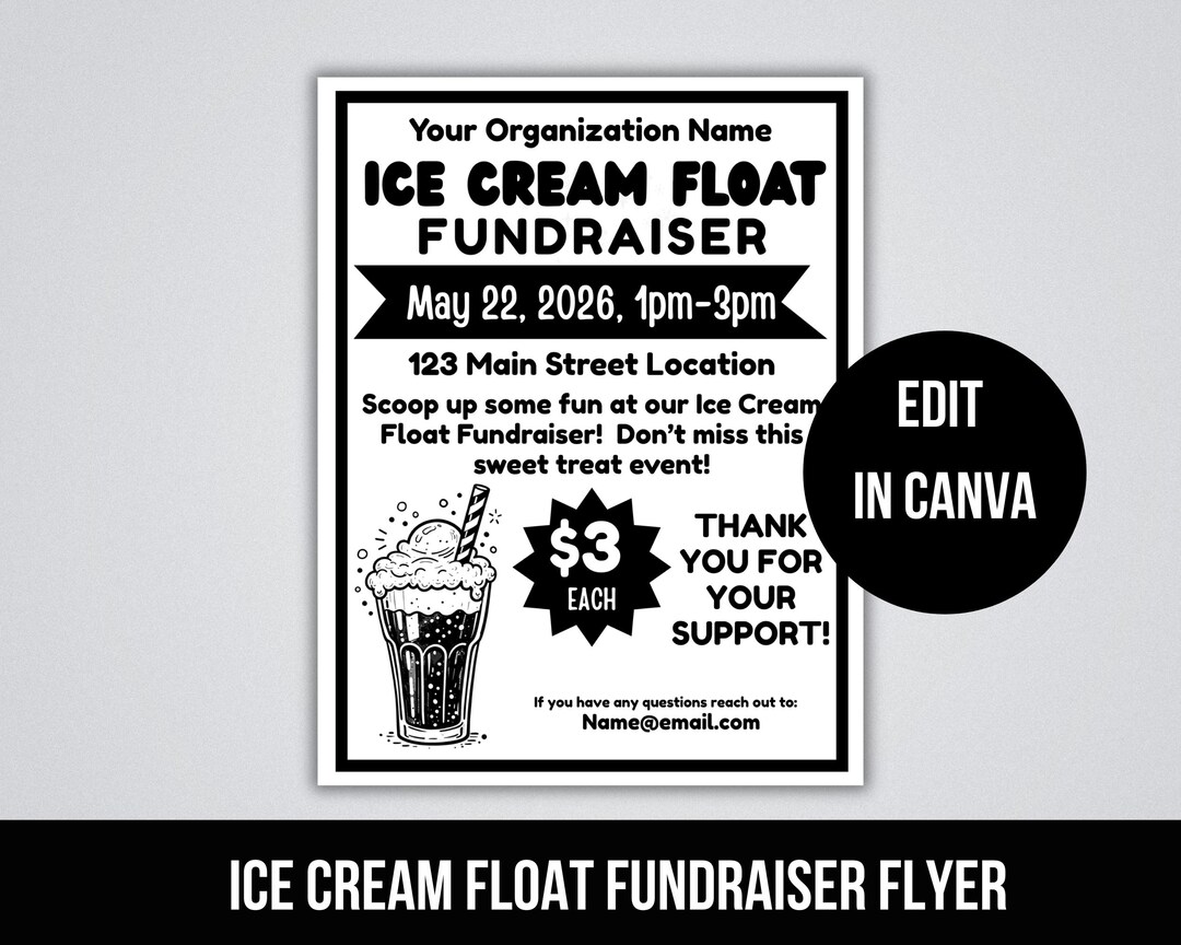 Editable Ice Cream Float Fundraiser Flyer, Root Beer Float, Summer ...