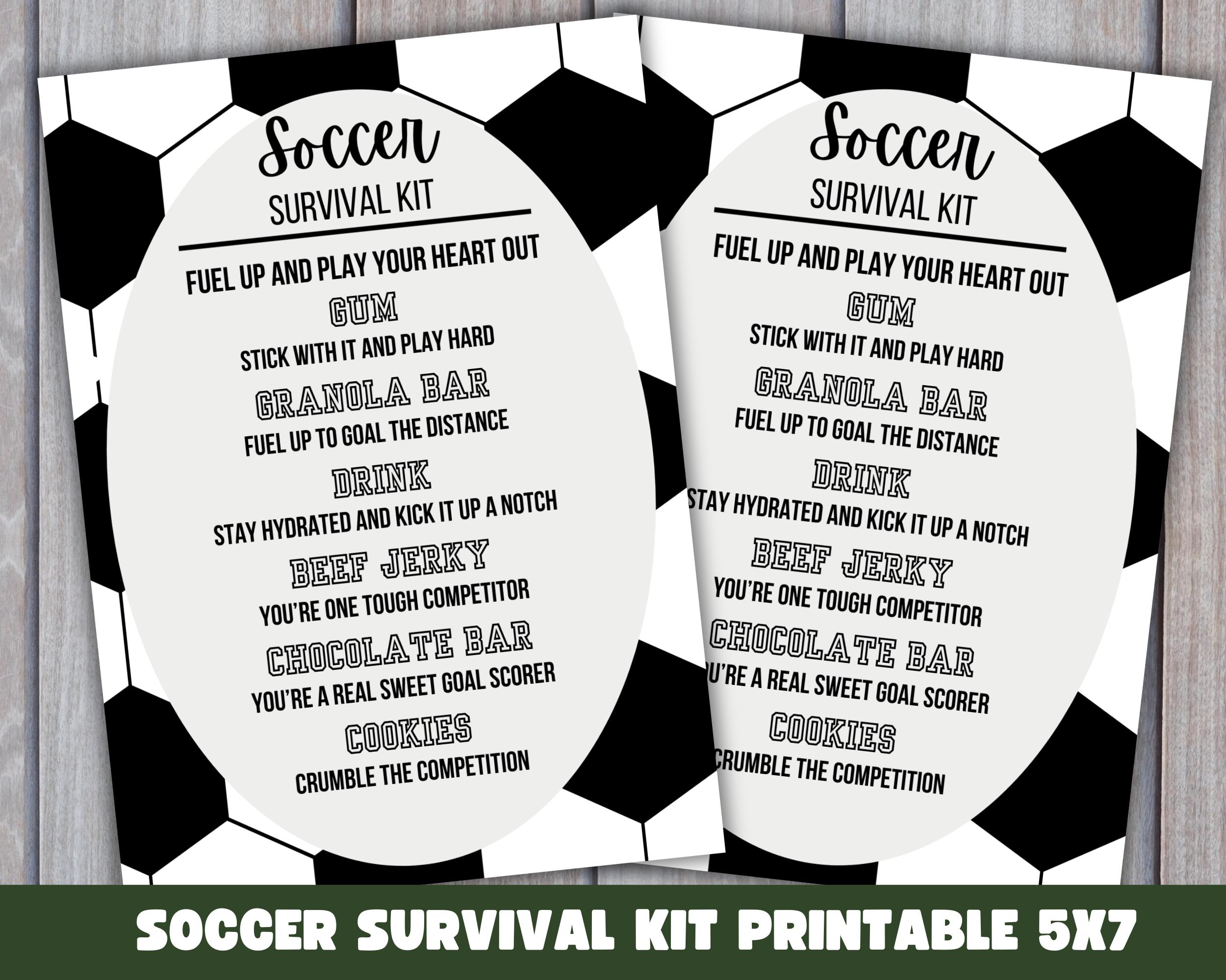 Soccer Survival Kit Printable for Team, Soccer Team Snack Printable ...