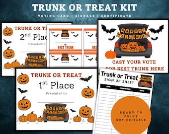 Halloween Trunk or Treat Contest Kit, Trunk Or Treat Awards, Trunk Or Treat Voting Cards, Trunk or Treat Ballots, Trunk Or Treat Event