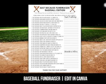 Gewoon omdat inzamelingsactie honkbal, gewoon omdat inzamelingsactie, sjabloon honkbal, inzamelingsactie honkbal bewerkbaar reishonkbal