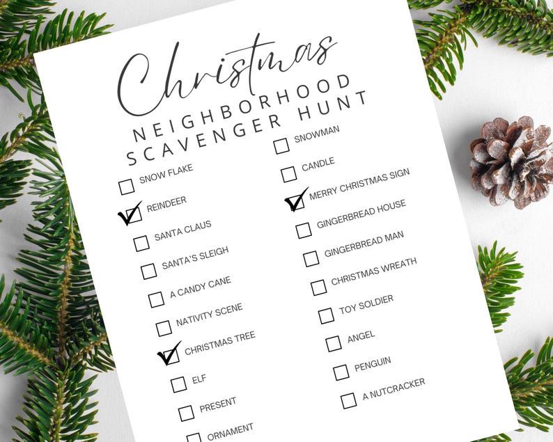Christmas Lights Scavenger Hunt for neighborhood, Christmas game for kids, Christmas family activity game, Advent activity image 1