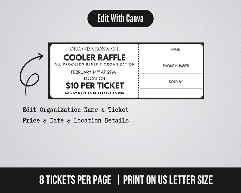 Realtor Cooler Raffle Editable Cooler Raffle Fundraiser Ticket Template, Raffle Fundraiser ...