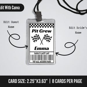 Letzte Runde Bachelorette Boxenpässe | Boxencrew Crew-Abzeichen VIP-Zutritt | Bearbeitbarer VIP Pass Pit Crew | Pit Crew Pass zum ausdrucken | Boxencrew ID Karte