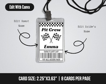Final Lap Bachelorette Pit Passes | Pit Crew Badge VIP Access | Editable VIP Pass Pit Crew |Pit Crew Pass Printable | Pit Crew ID Card