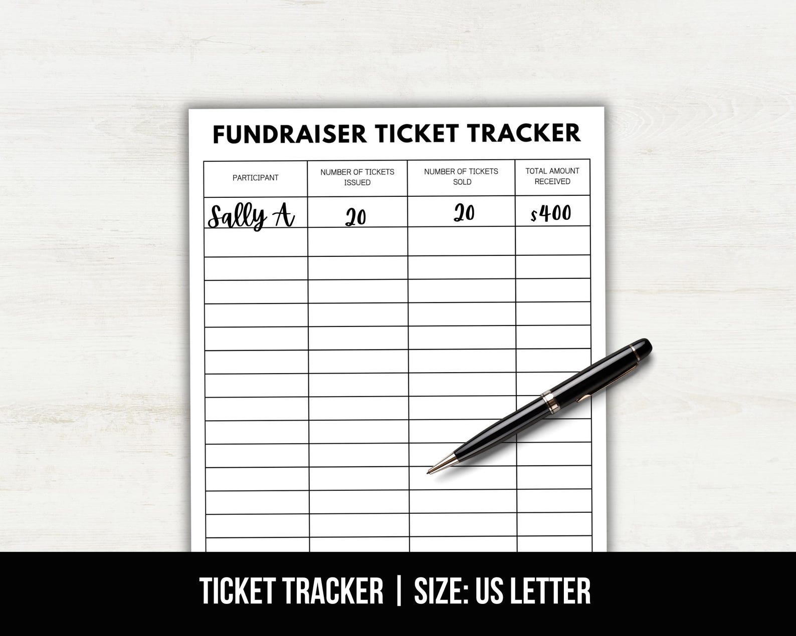 Fundraiser Raffle Ticket Tracker, Raffle Ticket Log, Ticket Count Sheet ...
