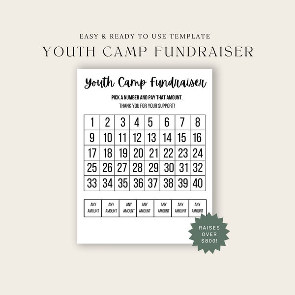 Fill my board for youth camp, Black out my Board, Donation Fundraiser Printable, church fundraiser, Raise Money, youth camp Fundraising idea