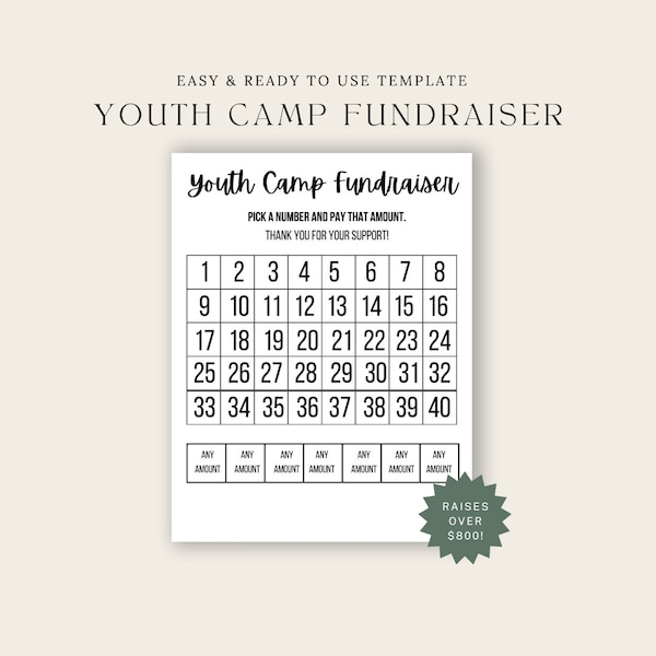 Fill my board for youth camp, Black out my Board, Donation Fundraiser Printable, church fundraiser, Raise Money, youth camp Fundraising idea