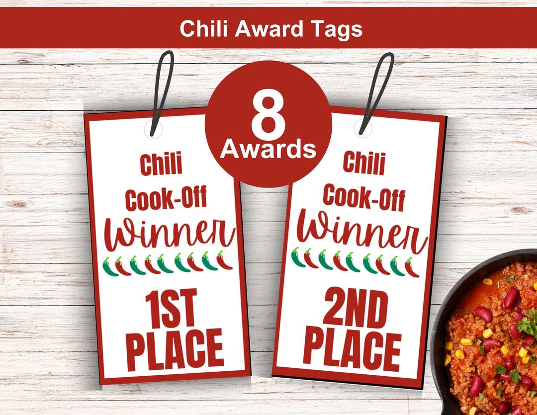 Chili Cook off Award Tags, Chili Cookoff Winner Gift Tag, Chili Cookoff ...