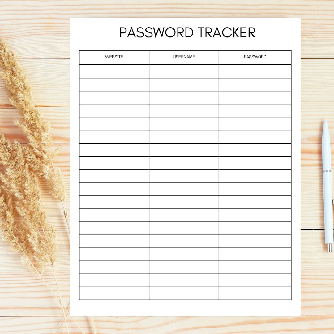 Password Tracker Printable - Etsy