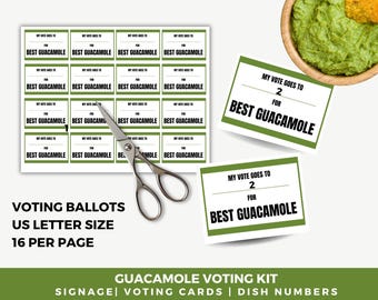 Guacamole-Verkostungstest Voting Kit, Guac Contest Voting Cards, Fiesta Guacamole Contest, Guacamole Numbers, Guac aus, heilige Guacamole,