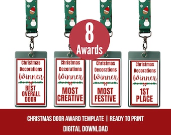 Prijssjabloon klasdeur versieren, prijswedstrijd kerstdeur versieren, wedstrijd kerstdeur, prijsbadges kerstdeur