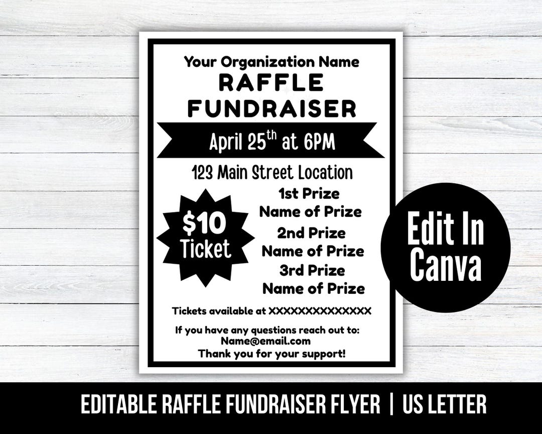 Bat Raffle Flyer Editable Raffle Ticket Fundraiser Flyer, Raffle Fundraiser Marketing ...