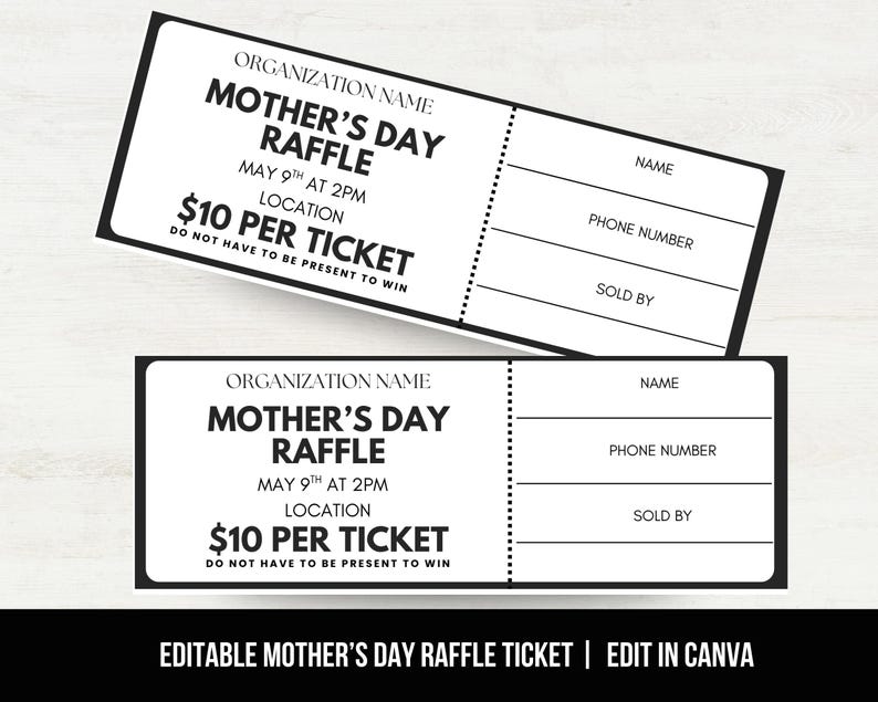 Editable Mother's Day Raffle Ticket Template, Mothers Day Raffle ...