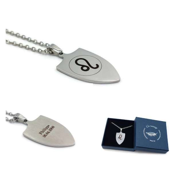 Pendentif homme signe du zodiaque avec personnalisation en acier inoxydable