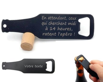 Bottle opener personalized with your text in steel - Personalized gift. Laser engraving