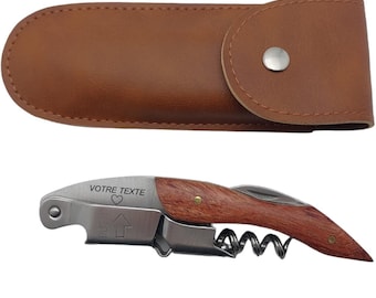 Limonadier personnalisé gravure laser – tire bouchon sommelier bois – cadeau homme original – cadeau fête des pères – ouvre bouteille gravé