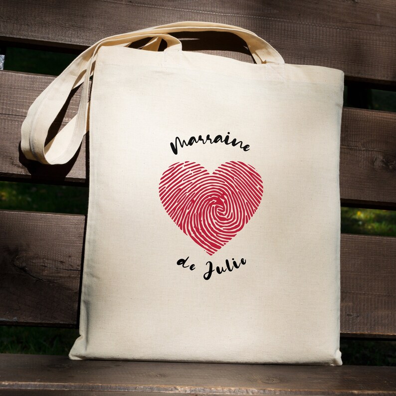 Tote bag personnalisé pour marraine . Grand sac en toile fourre-tout couleurs et texte aux choix. Cadeau Noël. cadeau marraine, anniversaire Bild 4