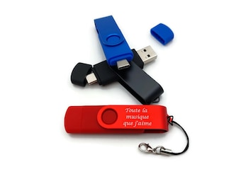 32GB 2 in 1 Type-C USB Flash Drive with Your Engraved Text - Personalized Gift -