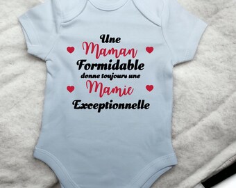 Body Bébé "Future Mamie" - Annonce Grossesse Originale - 100% Coton Doux - Fabriqué En France