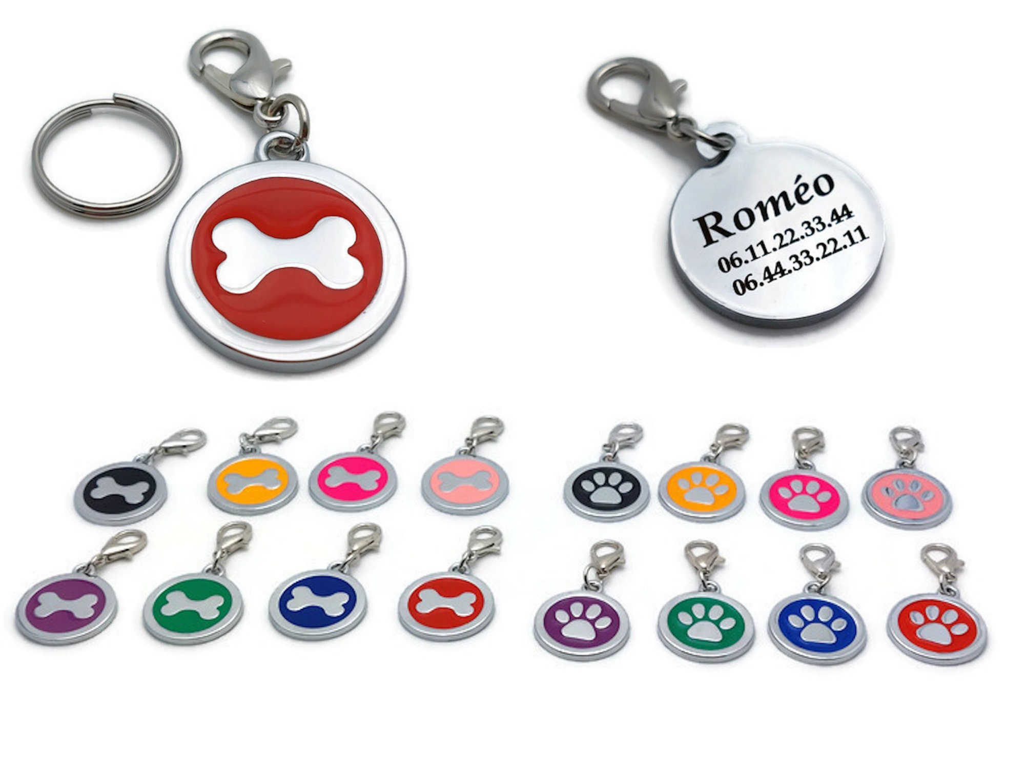 Médaille d'identification Pour Chien Gravure Laser Verso Acier Inoxydable