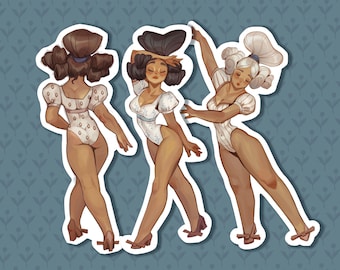Regency Cottagecore Sticker Set of 3, Fashion Stickers, Girlfriend Gift Ideas, Gift for Her