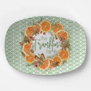 Personalized Orange Slice Family Surname Platter - Customized Dinnerware