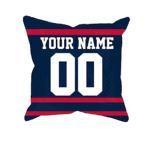 Personalized New England football jersey style pillow case, unique custom pillowcase gift for ultimate NFL fans, choose your name and number