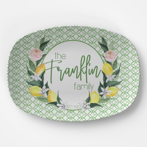 Personalized Lemon & Blossom Family Platter - Customized Dinnerware